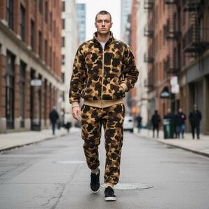 Vintage 1970's Columbia Sportswear Duck Camo Fleece‎ Sweatsuit Men's Medium